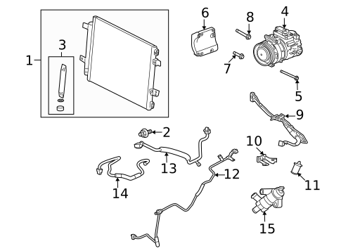 Condenser, Compressor & Lines for 2010 Jaguar XF #1