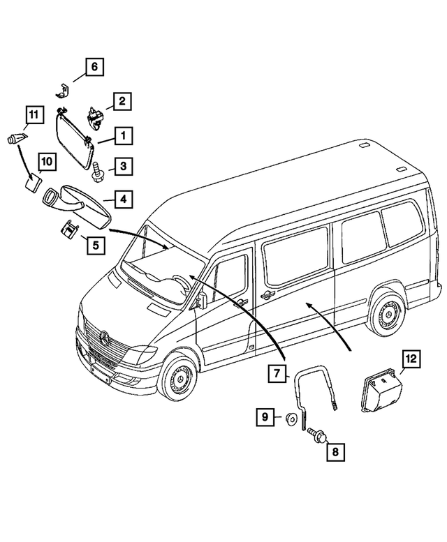 1GY43KDVAA - Interior Trim: Visor, Right for Dodge: Sprinter 2500, Sprinter 3500 Image