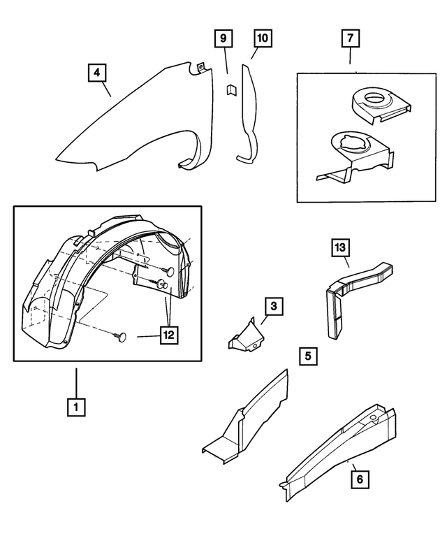 4860530AB - Body Sheet Metal Except Doors: Front Side Rail To Sill Reinforcement, Right for Mopar Image image