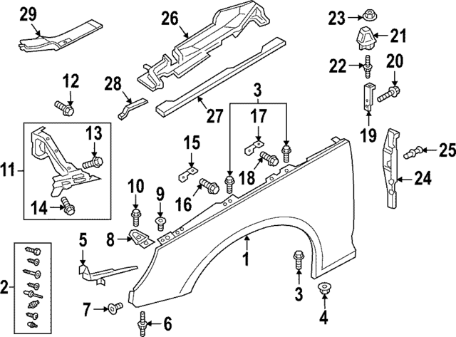 8W9821106A - Body: Fender for Audi Image