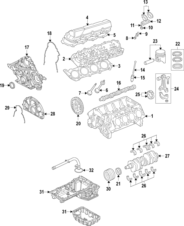 LC3Z6010H - Engine: Cylinder Block for Ford: F-250 Super Duty, F-350 Super Duty, F-450 Super Duty, F-550 Super Duty Image