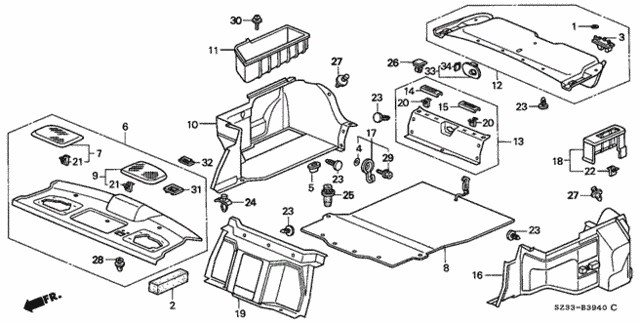 Rear Tray - Trunk Lining for 1999 Acura RL #0