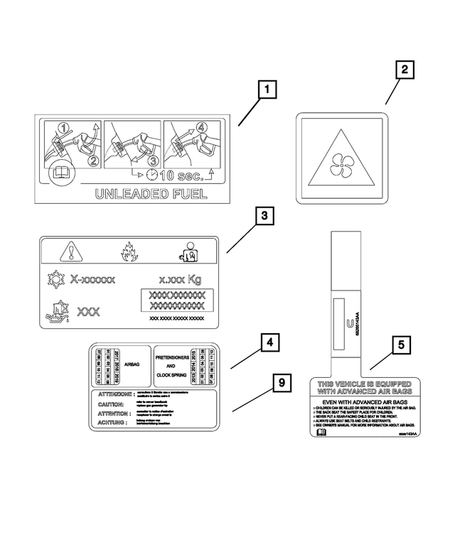 68202139AA - Labels: Fan Caution Label for Mopar Image