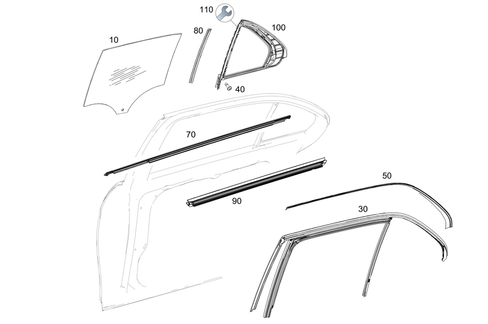167-730-42-13 - Sealing Rail 2020-2025 Mercedes-Benz