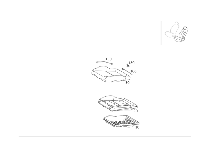 204910560364 - Driver Seat: Padding, Frt. Seat Cush for Mercedes-Benz: C250, C300, C350, GLK250, GLK350 Image image