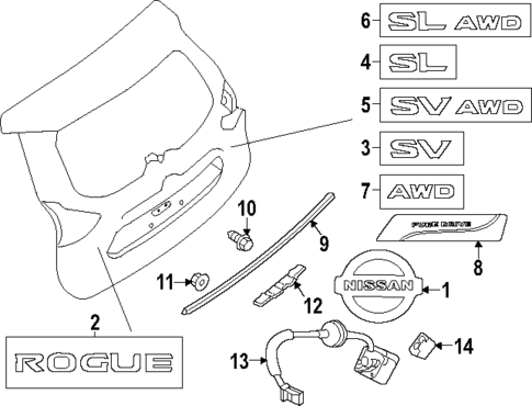Exterior Trim - Lift Gate for 2020 Nissan Rogue #0