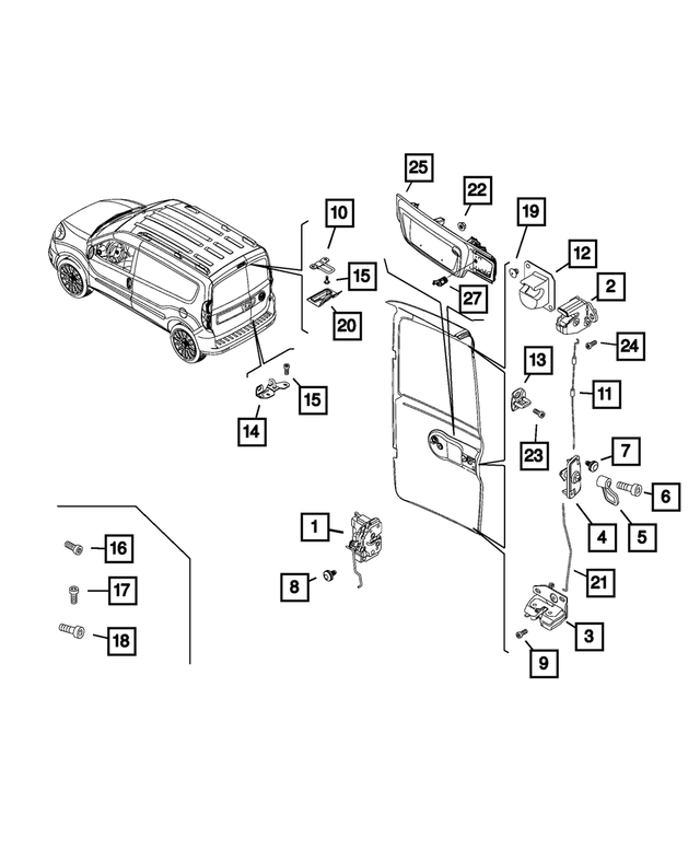 68398091AA - Doors, Door Mirrors and Related Parts: Rear Cargo Door Lock for Mopar Image