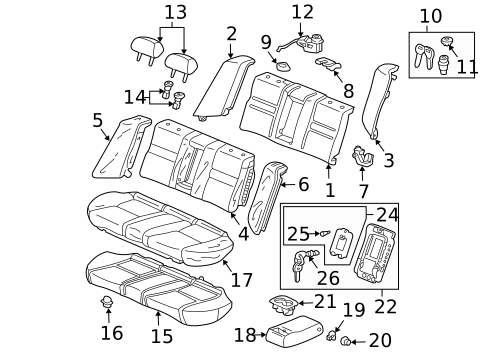 Rear Seat Components for 2007 Honda Accord #0