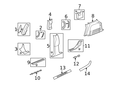 Interior Trim - Pillars for 2008 Hummer H2 #1