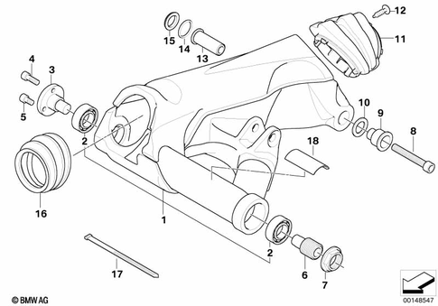 Rear Swing Arm with Bearing, Strut for 2008 BMW-Motorrad HP2 Megamoto #0