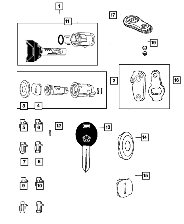4778118 - Wiper/Lock Cylinder and Keys: Door And Deck Number 2 Tumbler for Mopar Image