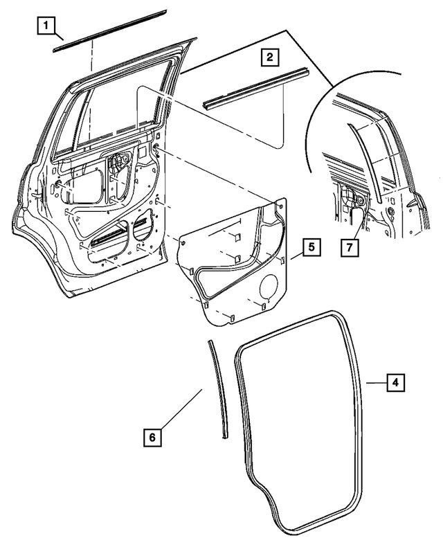 55362204AB - Doors and Related Parts: Rear Door Seal, Right for Mopar Image image