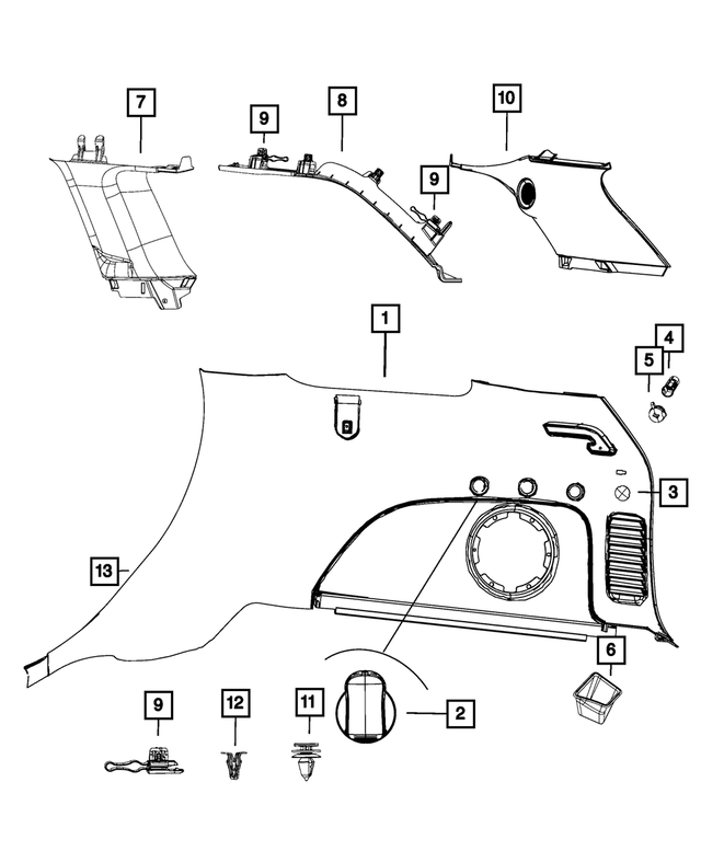 1GU361L1AH - : Quarter Trim Panel, Right for Mopar Image