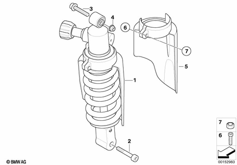 Spring Strut, Mounted Parts for 2005 BMW-Motorrad R 1200 GS #0