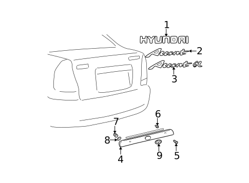 Exterior Trim - Trunk for 2001 Hyundai Accent #0