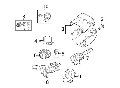 Shroud, Switches & Levers for 2009 Toyota Highlander #0