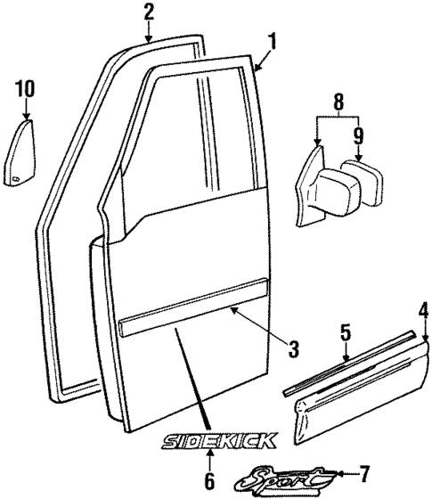 Exterior Trim - Front Door for 1996 Suzuki Sidekick #0