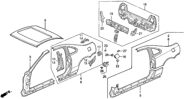 Outer Panel for 1993 Honda Prelude #0