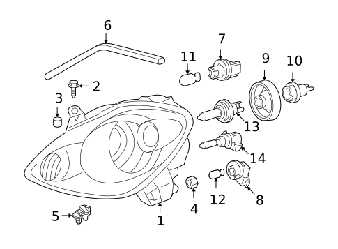 Headlamp Components for 2005 Toyota MR2 Spyder #0