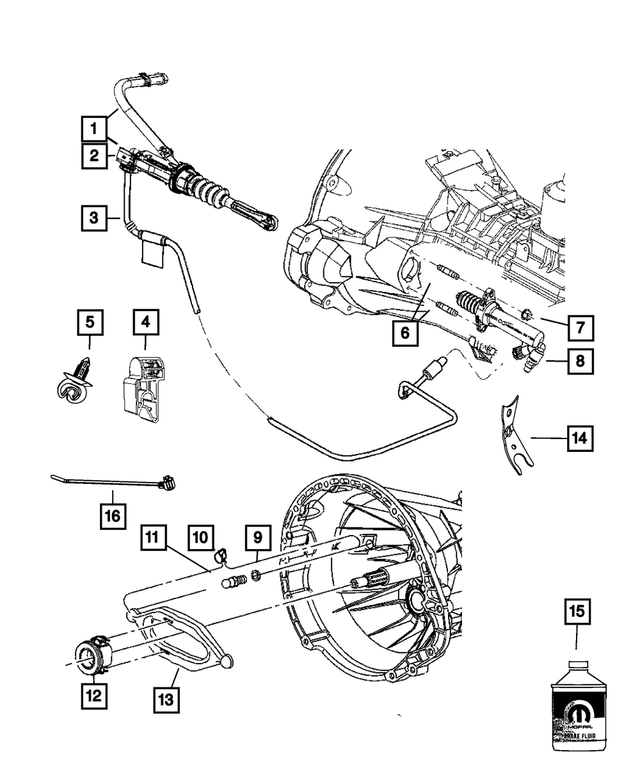 55398245AA - Clutch: Clutch Tube Bracket for Mopar Image