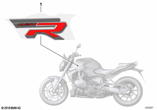 51148406389 - Body Equipment: Lettering Left - R1250 R for BMW-Motorrad Image image