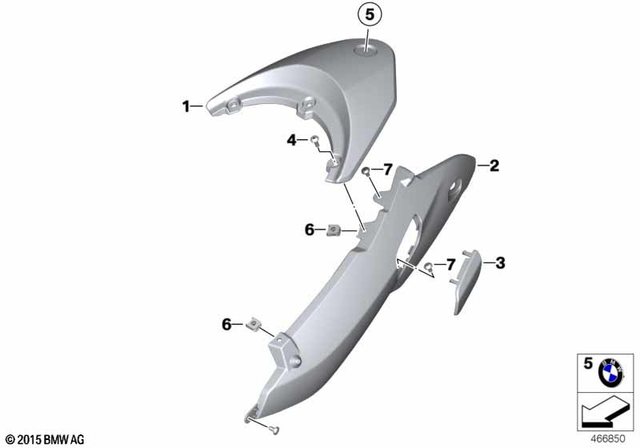 46637723861 - Frame and Mounting Parts: Rear Trim Panel, Center, Grain Pattern -  for BMW-Motorrad Image