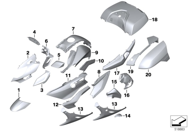 46638393405 - Body Equipment: Wind Deflector, Left for BMW-Motorrad Image