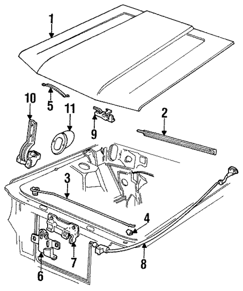 Hood & Components for 1988 Ford Mustang #0