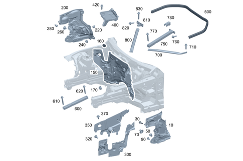 Engine Compartment Partition Wall, Wheel Well Detachable Parts for 1991 Mercedes-Benz 350SD #0