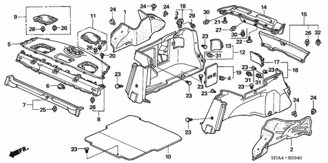 Rear Tray - Side Lining for 2003 Honda Accord #0
