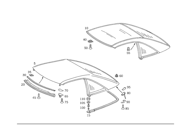 1297900066 - Hardtop: Rail for Mercedes-Benz: 500SL, 600SL, SL320 Image image