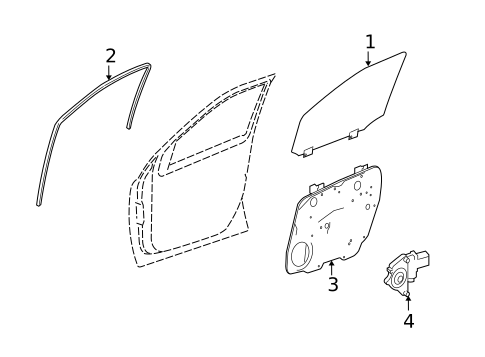 Glass - Front Door for 2009 Mercedes-Benz ML320 #1