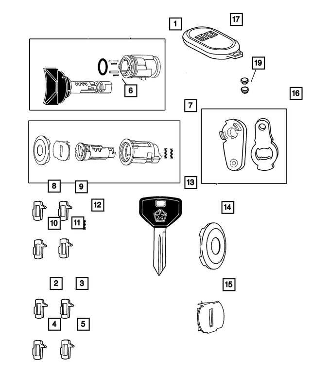 « 4778149 – Wiper/Lock Cylinder and Keys : Barillet De Serrure De Porte Bouchon pour Mopar Image »