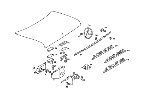Rear Lid Latch-Type Lock, Rear Lid Attachment Parts for 1991 Mercedes-Benz 560SEC #0