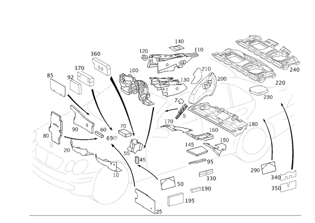 2036920292 - Panelling: Damping for Mercedes-Benz: C230, C240, C280, C32 AMG, C320, C350, C55 AMG Image image