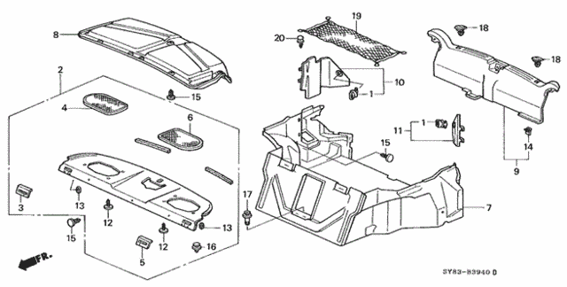 Rear Tray - Trunk Lining for 1997 Acura CL #0