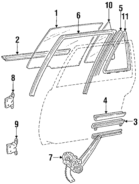 Glass - Rear Door for 1985 Toyota Corolla #1