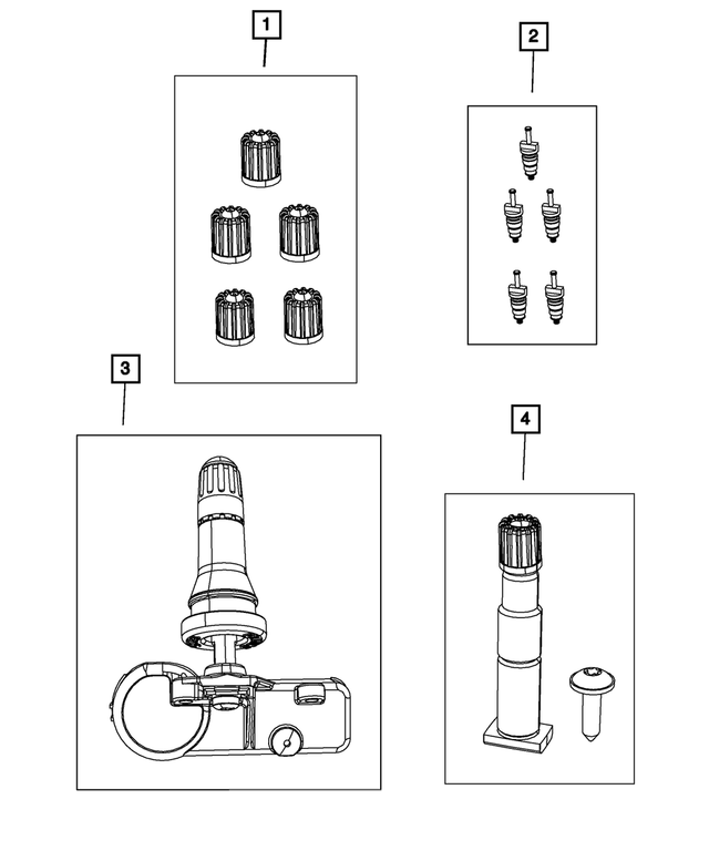 68206631AA - Wheels: Valve Stem Cap Kit for Mopar Image