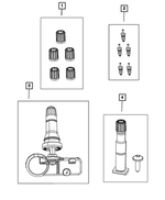 68206631AA - Wheels: Valve Stem Cap Kit for Jeep: Cherokee | Ram: 1500, 1500 Classic, 2500, 3500 Image