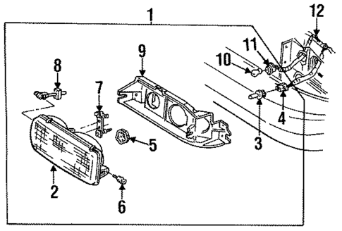 Headlamp Components for 1996 Buick Commercial Chassis #0