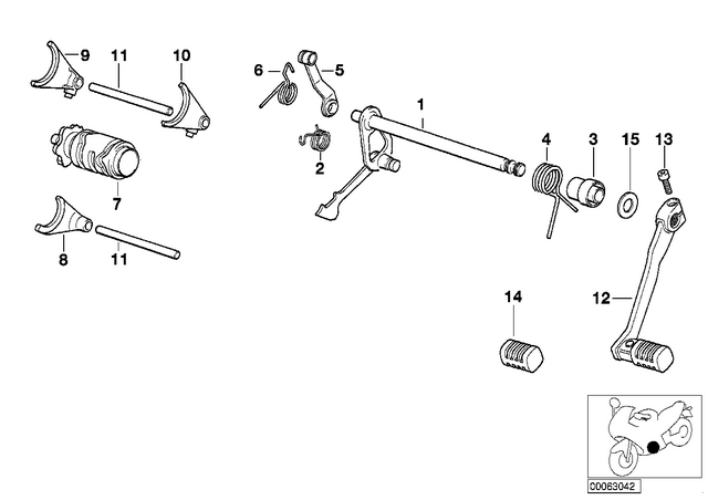 23007652937 - Manual Transmission: Selector Shaft -  for BMW-Motorrad Image