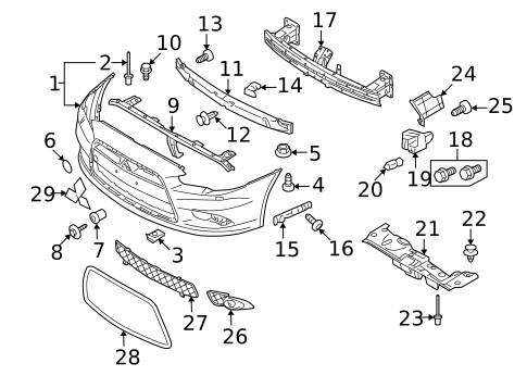 Bumper & Components - Front for 2009 Mitsubishi Lancer #2
