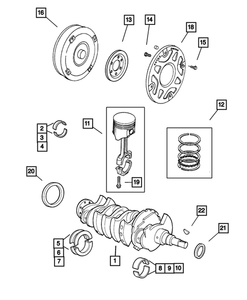 Crankshaft, Piston, and Drive Plate for 2002 Chrysler PT Cruiser #0