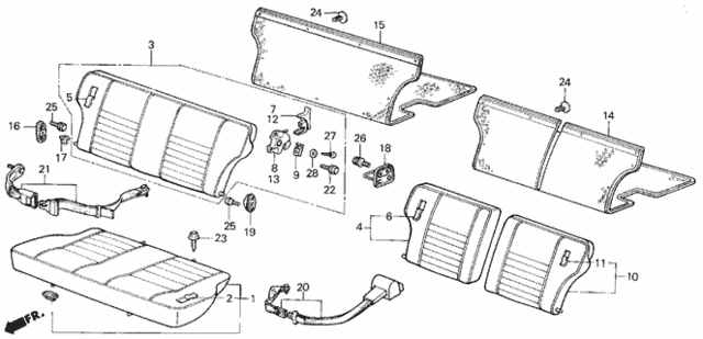 Rear Seat - Seat Belt (1) 3DR for 1987 Honda Civic #0