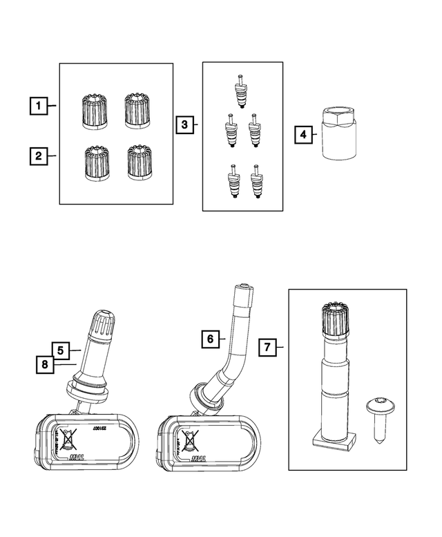 68206631AA - Wheels: Valve Stem Cap Kit, Rear Inner for Mopar Image