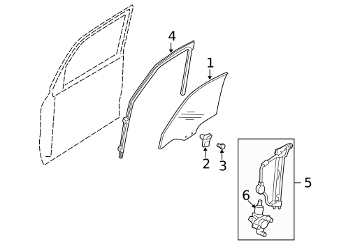 Glass - Front Door for 2009 Mazda Tribute #0