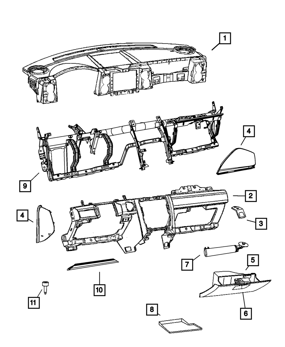 2008-2010 Jeep Commander Instrument Upper Panel 1EK07XDVAI