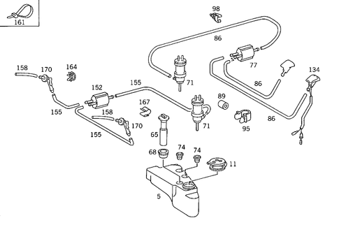 Pane Washer, Headlamp Wiper/Washer for 1987 Mercedes-Benz 560 SEC #0