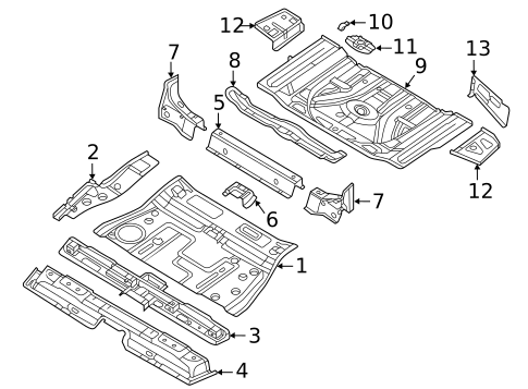 Rear Floor & Rails for 2025 Volkswagen Atlas Cross Sport #0