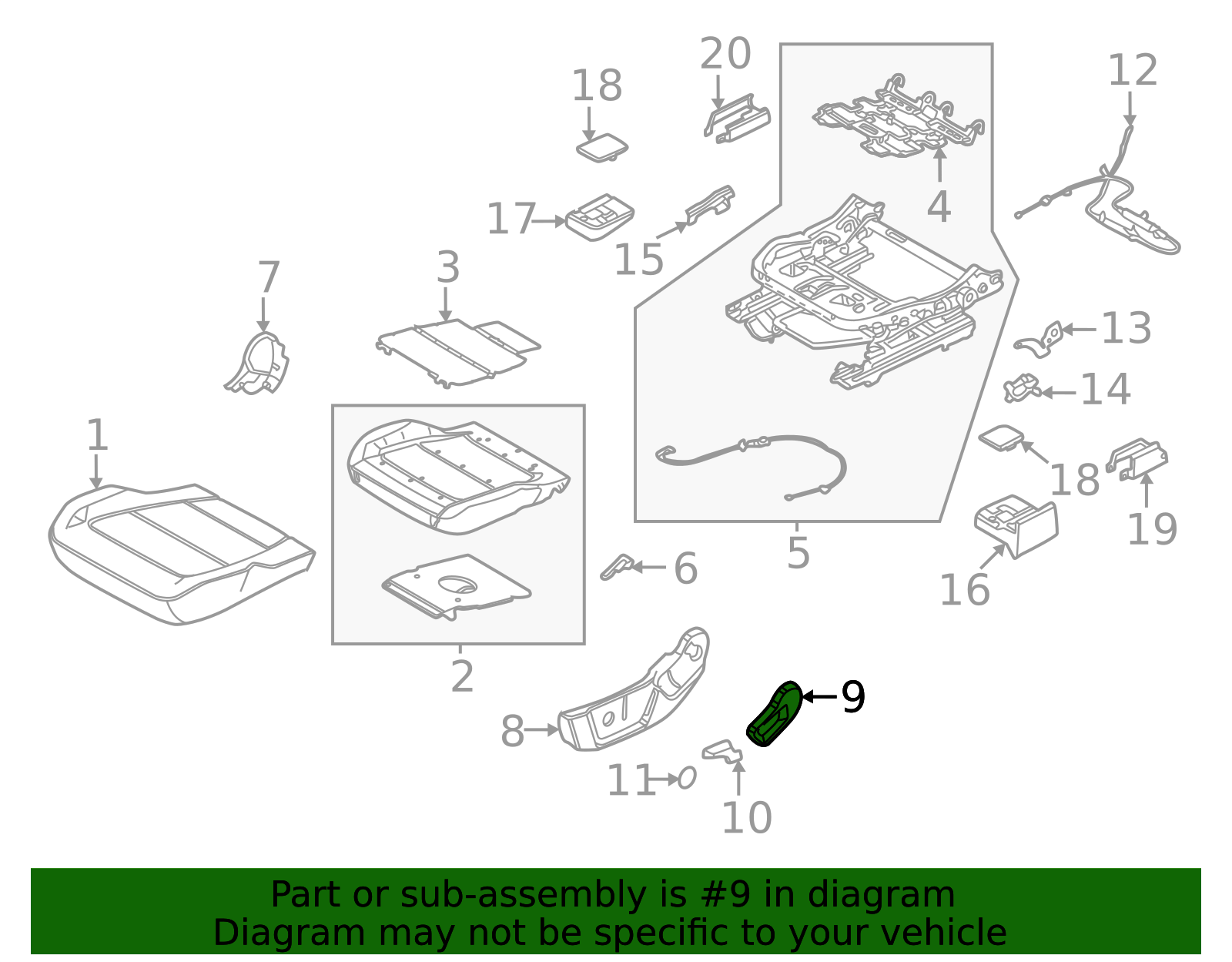 Seat Back Recliner Adjustment Handle – Driver Side Front Left For Freestyle Five Hundred Montego RH78Z7